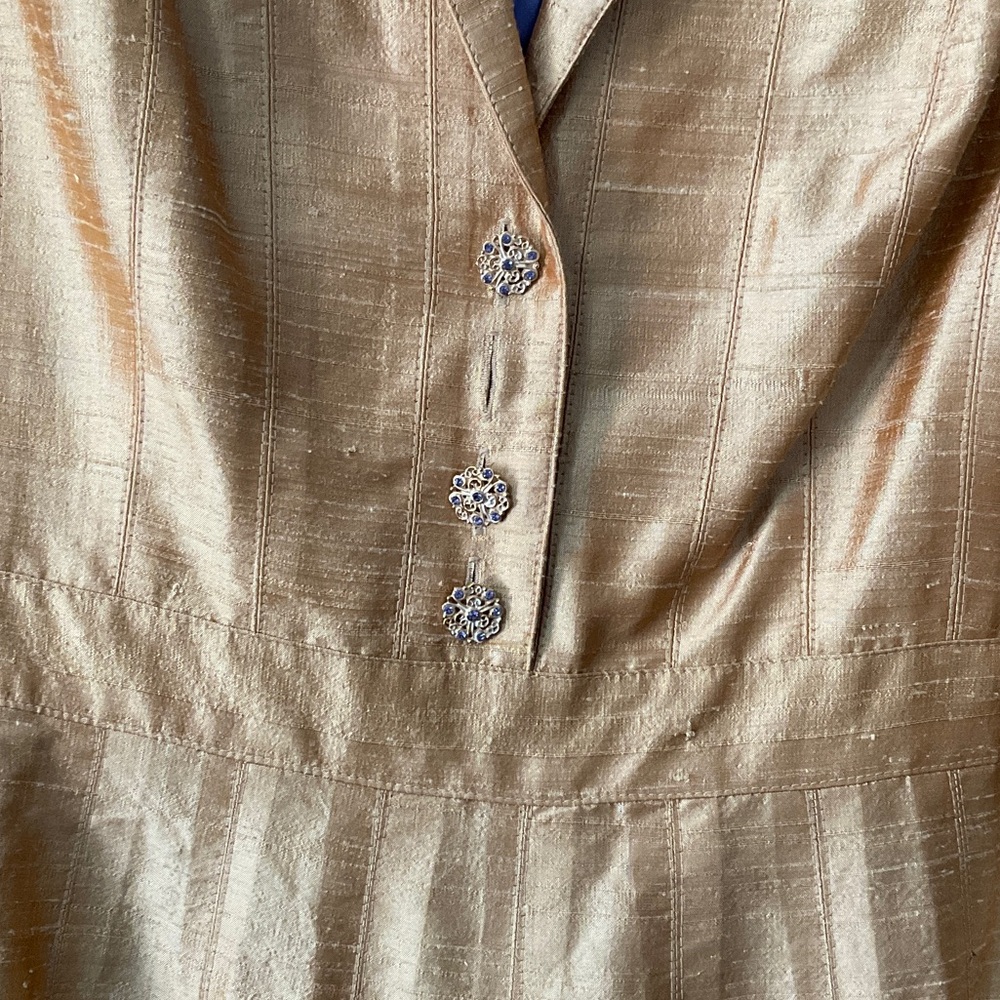 Kay Unger Gold and Purple Midi Dress - Picture 2 of 6